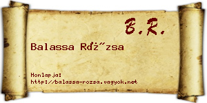 Balassa Rózsa névjegykártya