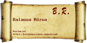 Balassa Rózsa névjegykártya